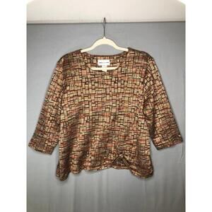 Alfred Dunner Jewel Tone Metro Boxy Tunic Business Attire Women’s Size L Blouse
